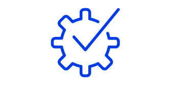 Icon of a gear with a checkmark showing mechanical stability
