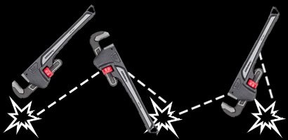 Illustration of pipe wrench deflecting horizontally
