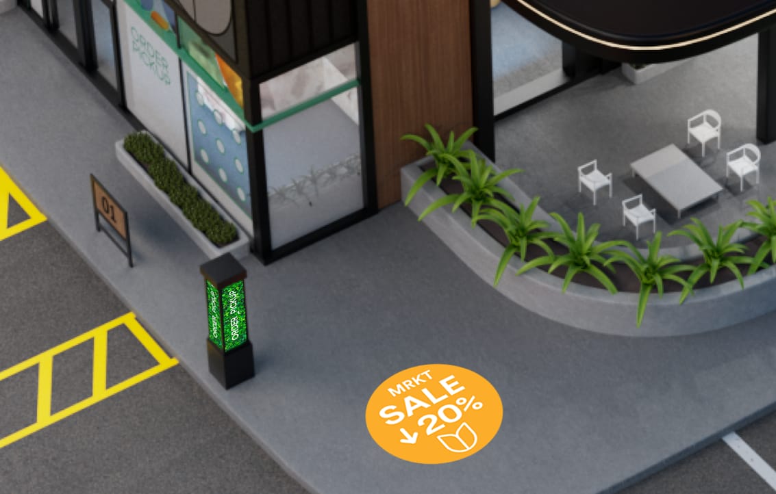 Storefront with illuminated signs and outdoor signages
