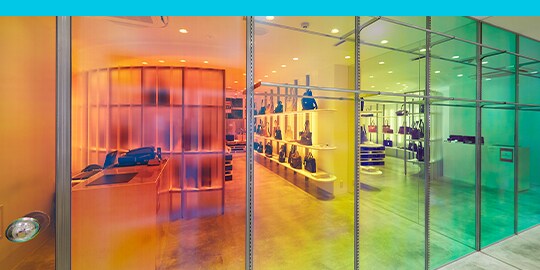 colourful clear commercial window films from 3M applied on the storefront
