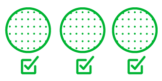 Icon of three identical wafers representing consistency in production
