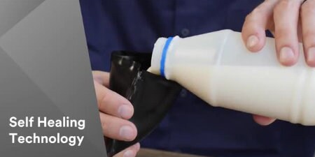 Demonstration of 3M Mastic Tape self-healing technology on a puncture
