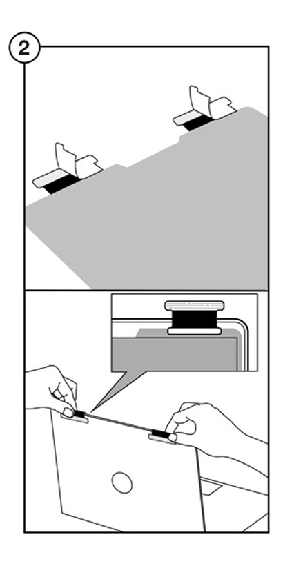 Attaching COMPLY™ attachment universal fit to laptop
