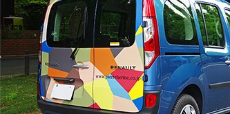 truck wrapped in a partial wrap to promote brand awareness on fleet vehicles
