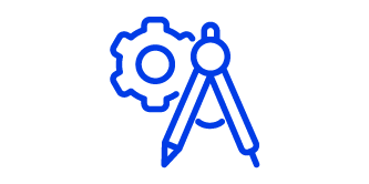 Icon of a gear and a drawing compass showing emc design freedom

