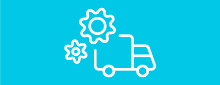 Icon of a logistics truck representing efficient ordering and assembly
