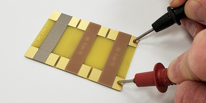electrical resistance testing on various materials
