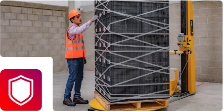 Stretchable Tape applied to stabilize pallet
