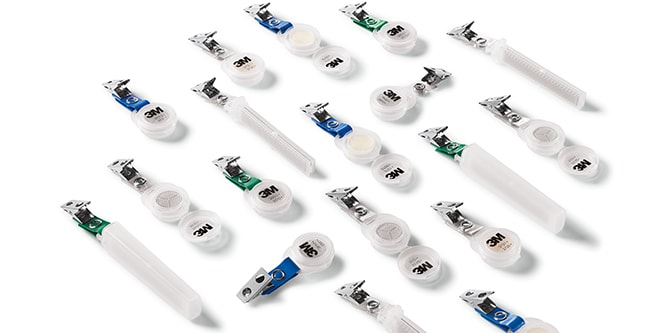 Flat lay with various types of badge monitors.
