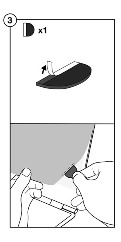 Applying optional flip tab for COMPLY™ attachment to Macbook
