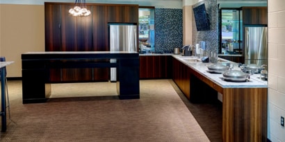 Kitchen in MN Vikings stadium suite with di-noc architectural surfaces
