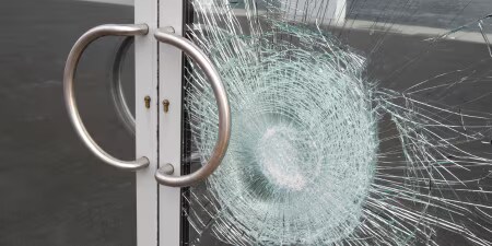 A person attempting to break in looking into a window
