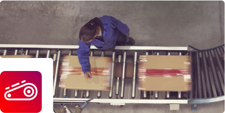 Line worker inspects boxes/packages
