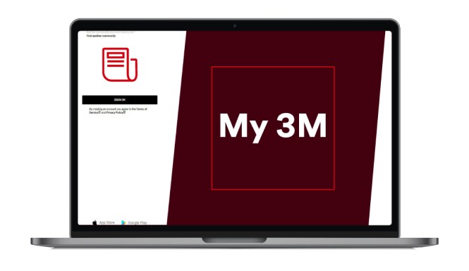 A laptop displaying My 3M App.
