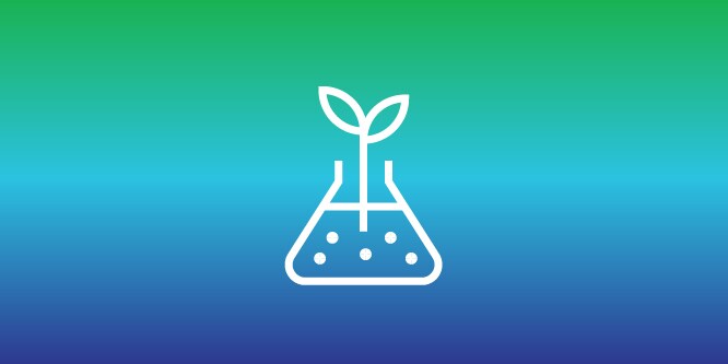 Graphic of a plant in a beaker, symbolizing 3M's commitment to sustainable material and product innovation.
