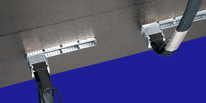 Multiple twinaxial copper cables plugged into external ports
