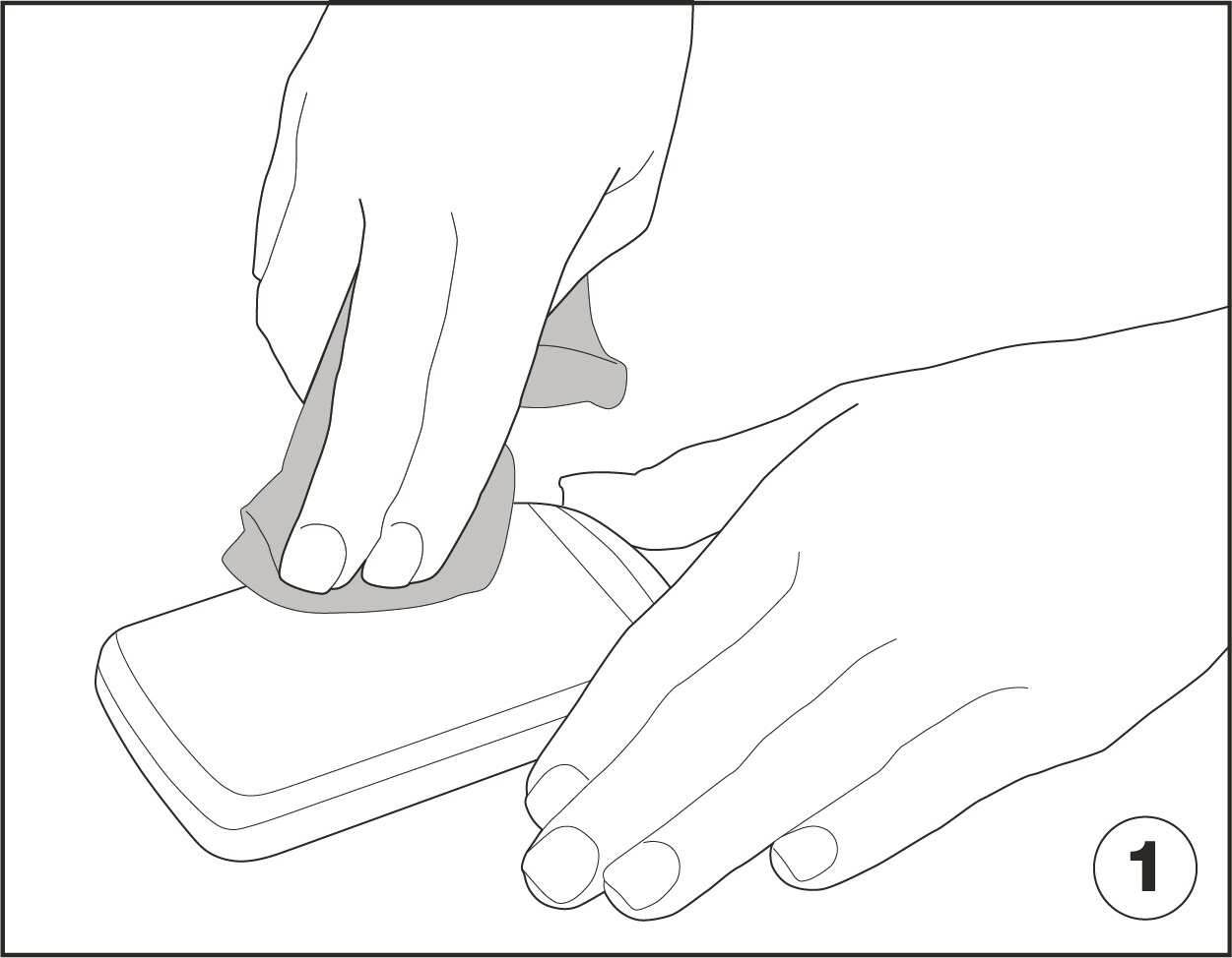 Illustration showing how to wipe smartphone screen with microfiber cloth