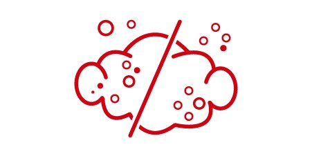 Icon of dust particles with a strikethrough representing dust resistance of expanded beam connectors.
