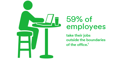 Infographic about how 59 percent of employees take their jobs outside the office
