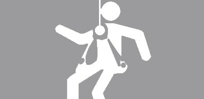 Illustration of figure seated in descent harness
