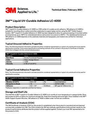 3M™ UV Curable Adhesive LC 4200
