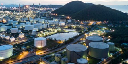 Image of industrial facility, an application of 3M Power Utility products
