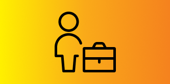 A black and yellow background with a person and a briefcase
