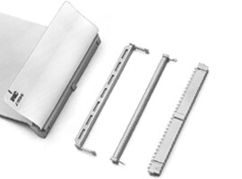 Product breakdown of the components making up a ribbon cable with either boardmount or wiremount connectors