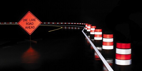 road with traffic cones
